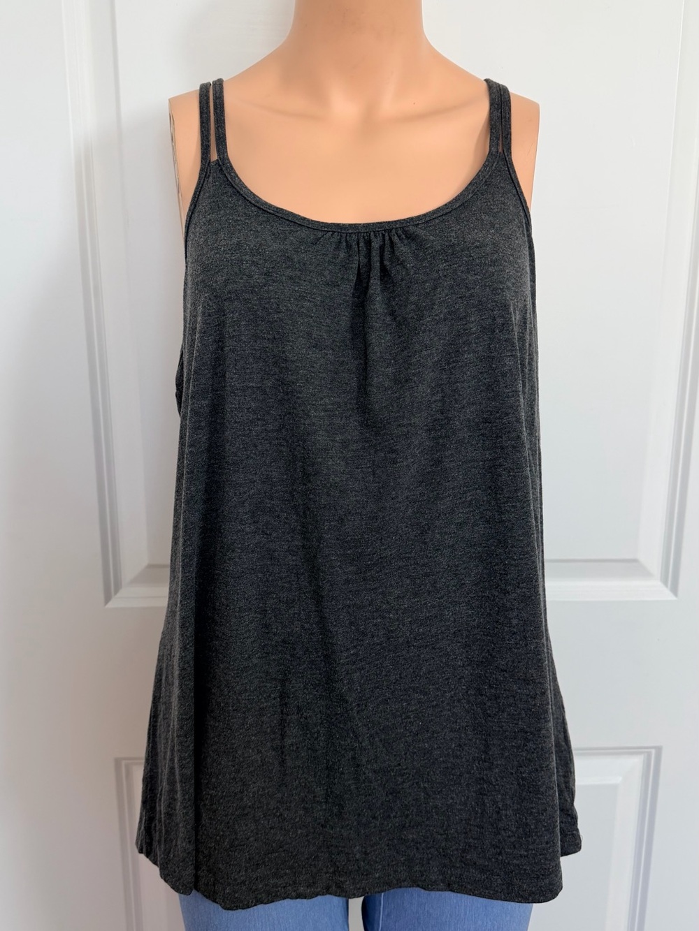Women's Charcoal Double-Strap Tank Top